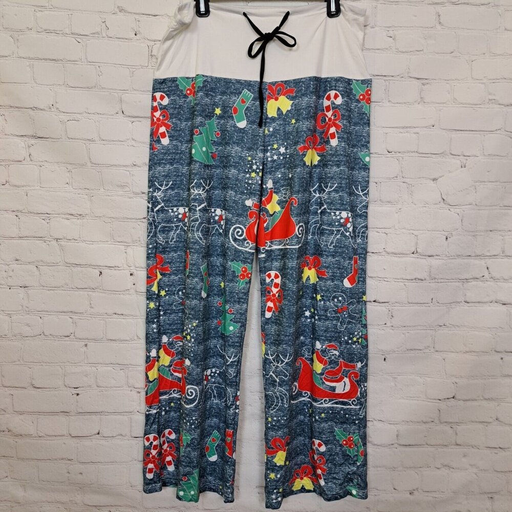Christmas Print Wide Leg Pajamas Pants Size XL